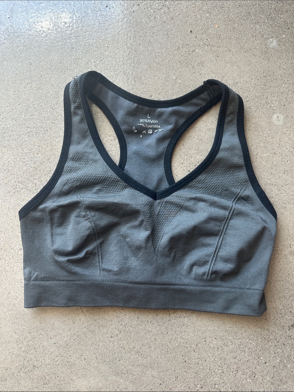 Amazon Grey Sports Bra with Black Trim - Racerback